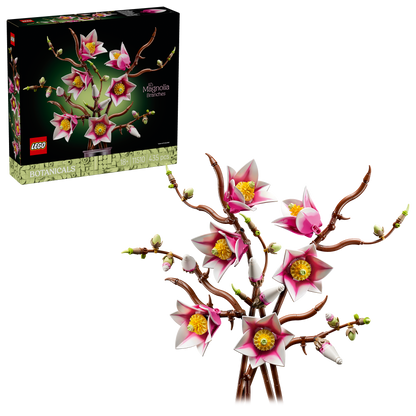 LEGO Botanicals Magnoliatakken – Bouwpakket voor Volwassenen met Nepbloemen – 5 Magnolia’s  Kunstbloemen – Slaapkamer- of Woonkamerdecoratie – DIY Cadeau voor Vrouwen – 11510
