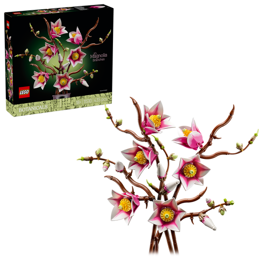 LEGO Botanicals Magnoliatakken – Bouwpakket voor Volwassenen met Nepbloemen – 5 Magnolia’s  Kunstbloemen – Slaapkamer- of Woonkamerdecoratie – DIY Cadeau voor Vrouwen – 11510