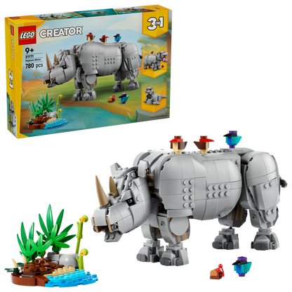 LEGO Wilde dieren: machtige neushoorn met vogels 31171 Creator