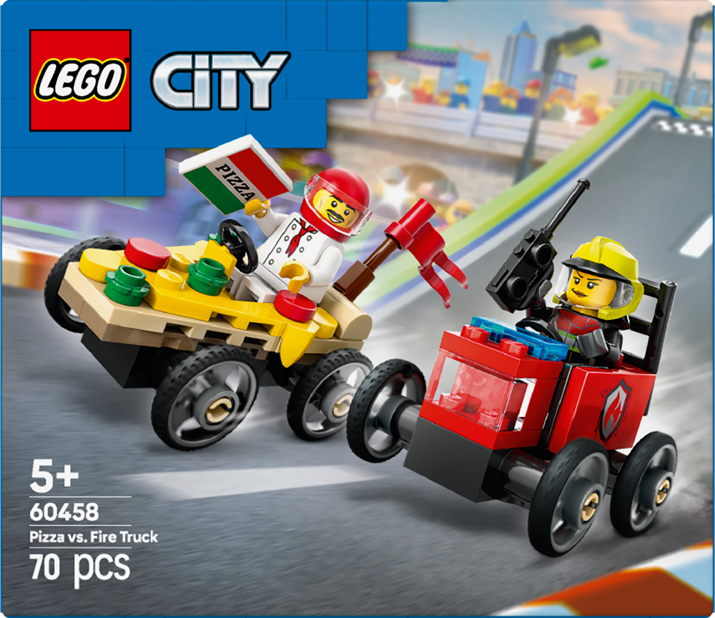 LEGO Rennwagenpaket: Pizzawagen vs. Feuerwehrauto 60458 City