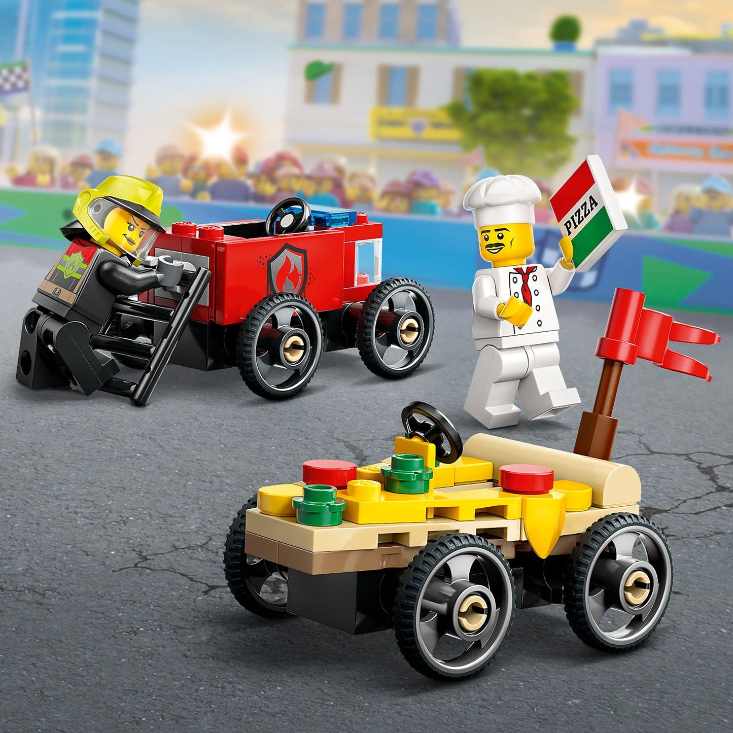 LEGO Rennwagenpaket: Pizzawagen vs. Feuerwehrauto 60458 City